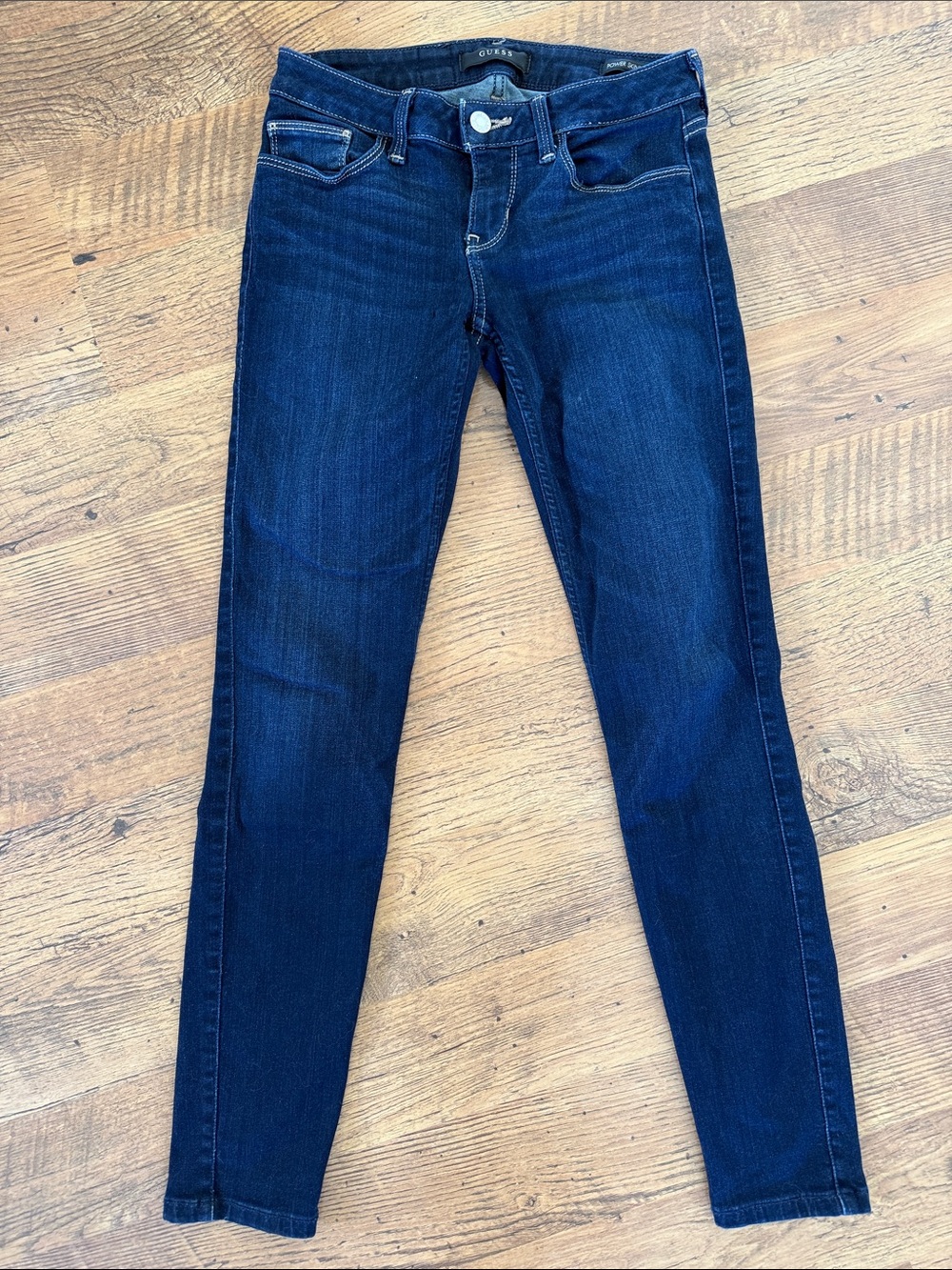 GUESS Women’s Dark Blue Skinny Jeans with Contrast Stitching
